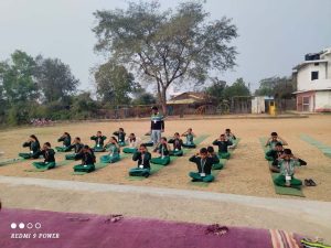 Children doing Yoga Asanas on the occasion of International Day of Yoga